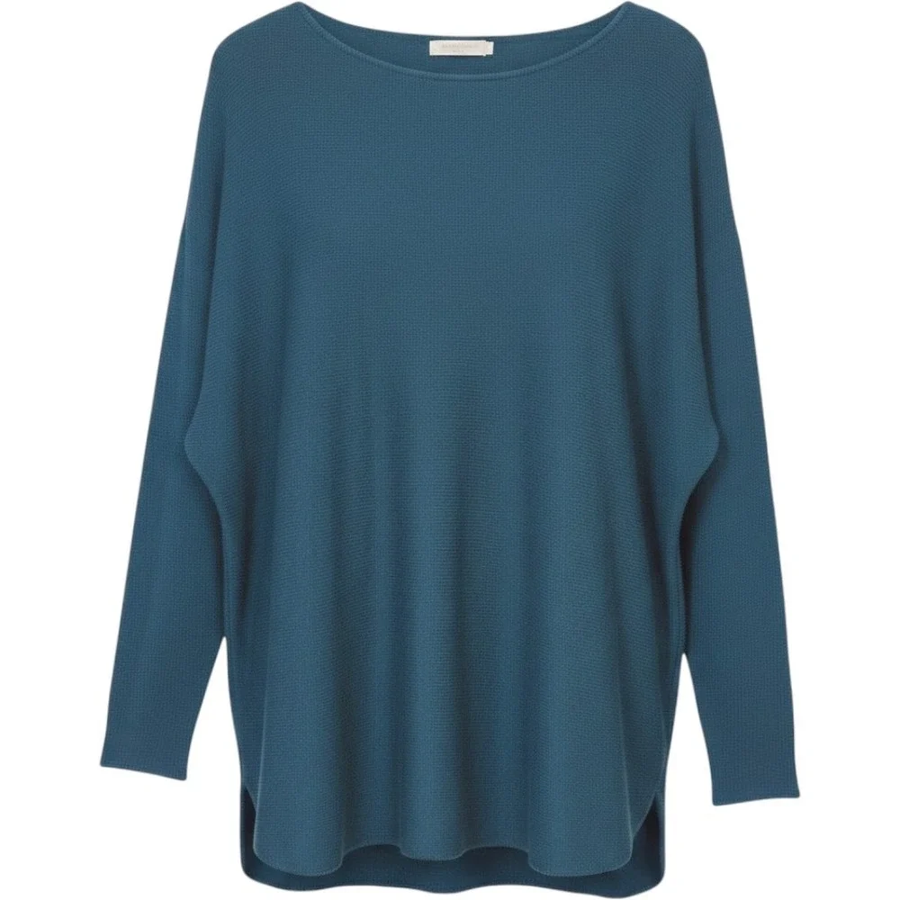 Michael Kors Tunic Women XL Teal‎ Ribbed Knit Exposed Back Zipper Oversized Chic